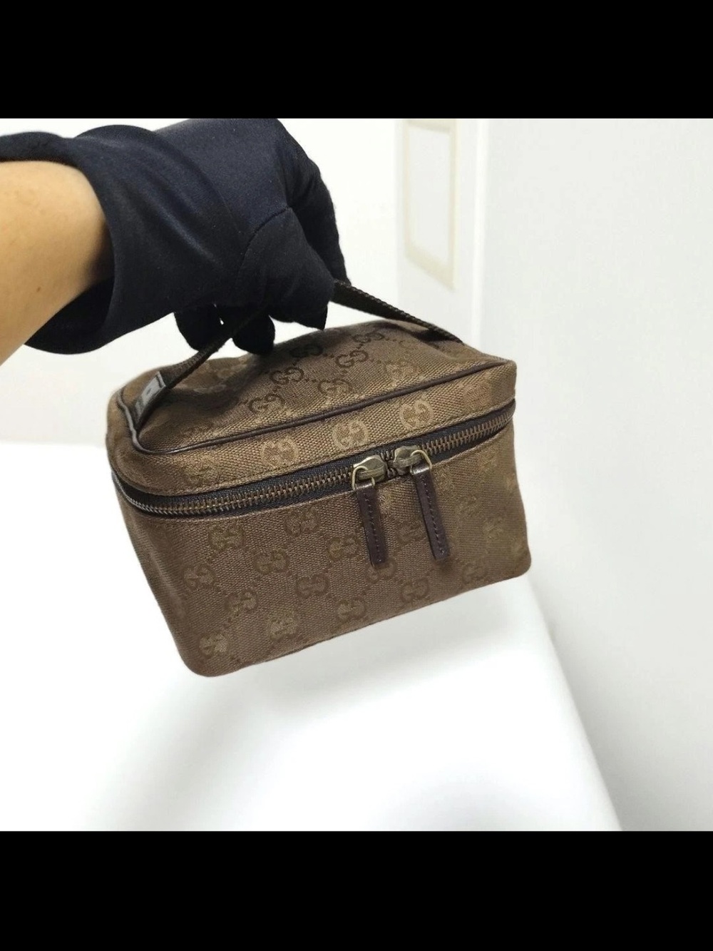 Gucci Brown GG Monogram Toiletry Pouch